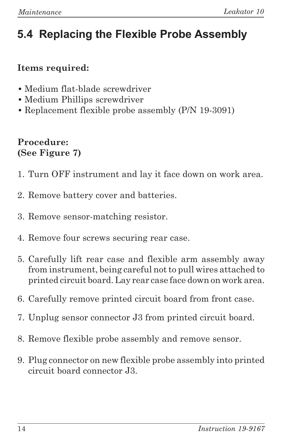 4 replacing the flexible probe assembly | Bacharach Leakator 10 User Manual | Page 18 / 24