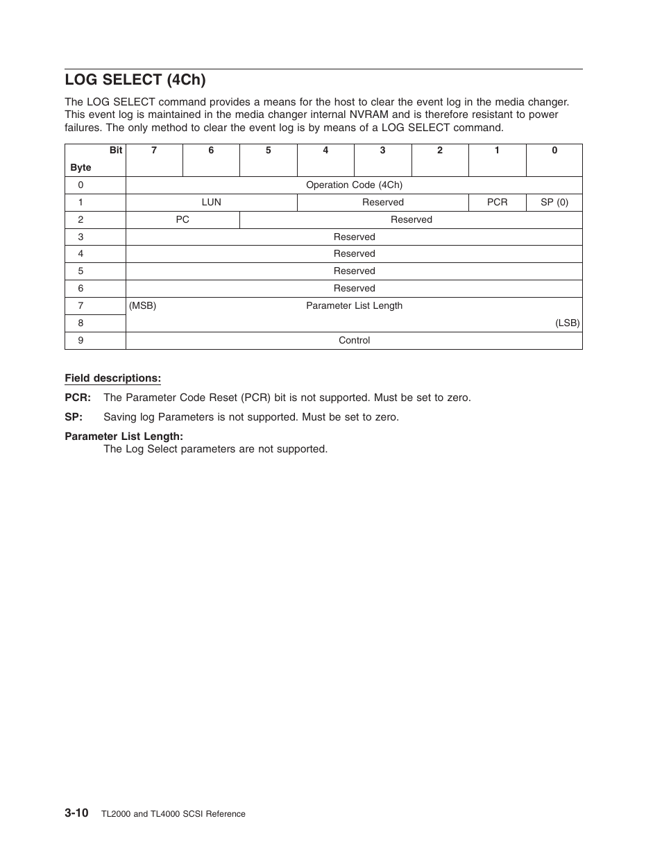 Log select (4ch), Select, 4ch) | Dell PowerVault TL2000 User Manual | Page 24 / 116