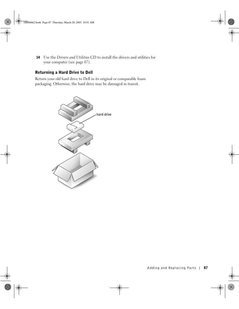 Returning a hard drive to dell | Dell INSPIRON 2600 User Manual | Page 87 / 134