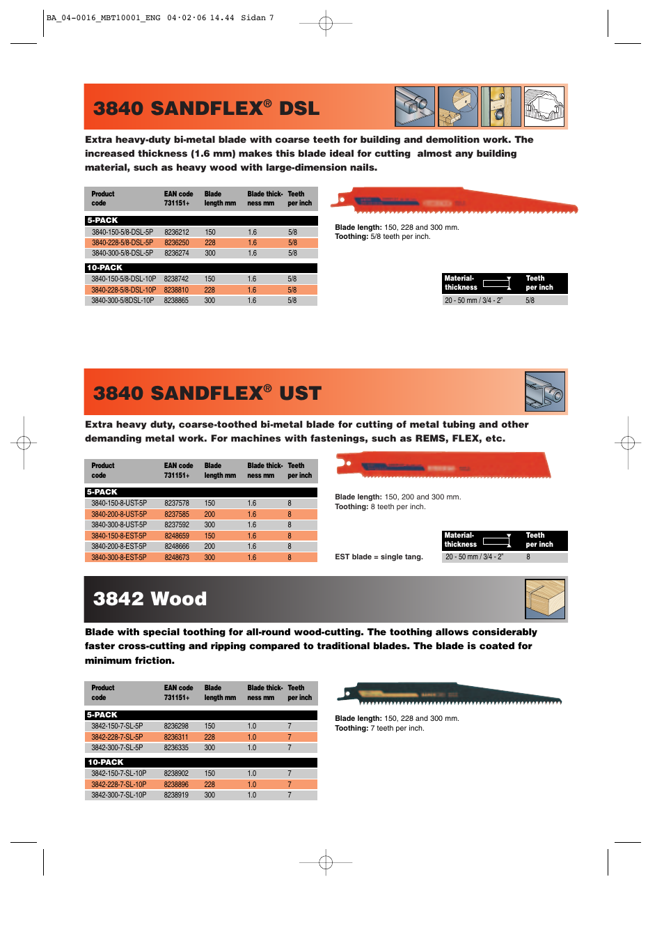 3840 sandflex, 3842 wood | Bahco Sandflex 3840 User Manual | Page 5 / 8