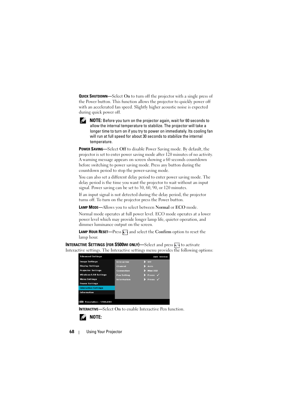 Dell S500 Projector User Manual | Page 68 / 132