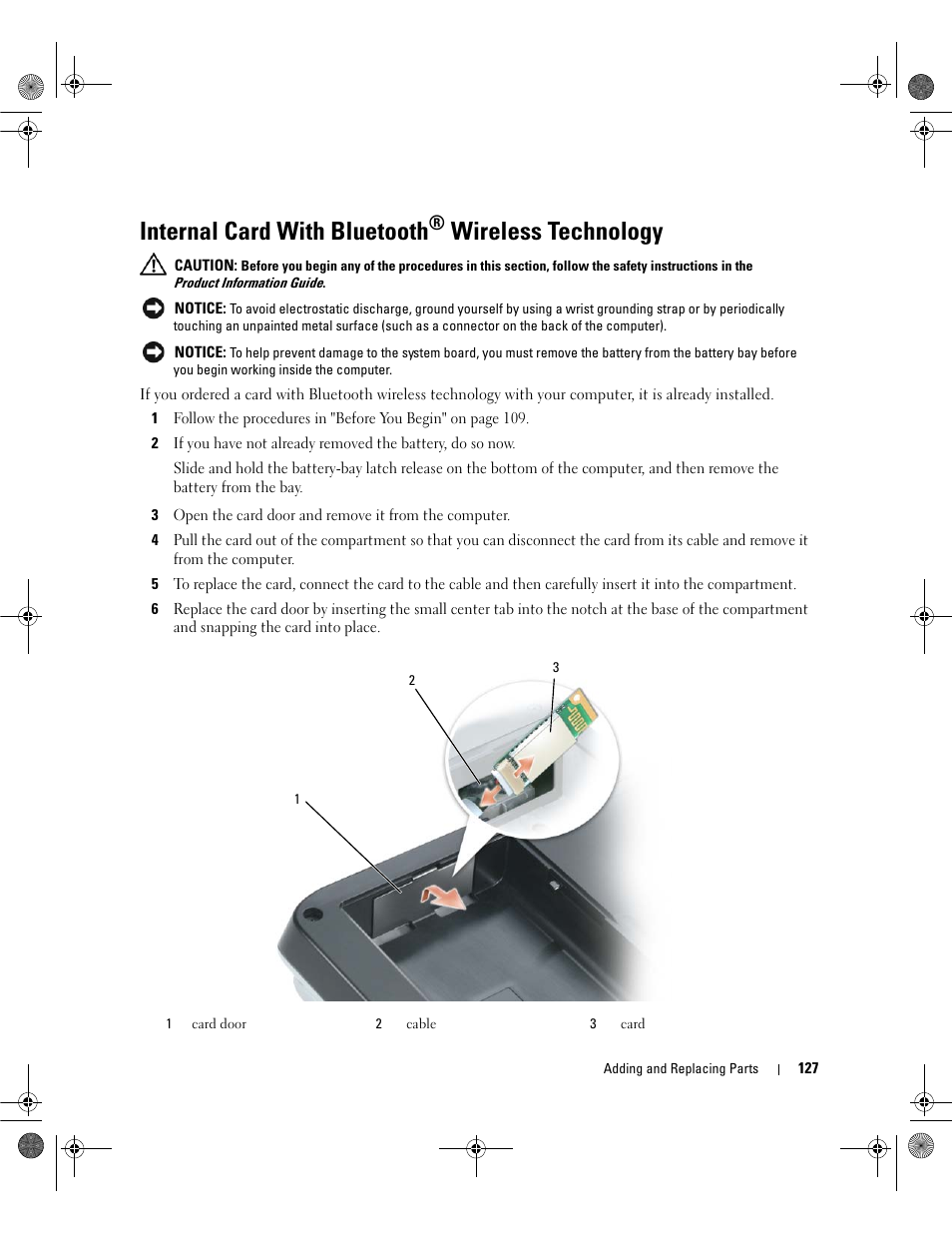Internal card with bluetooth® wireless technology, Internal card with bluetooth, Wireless technology | Dell Inspiron 6400 User Manual | Page 127 / 186
