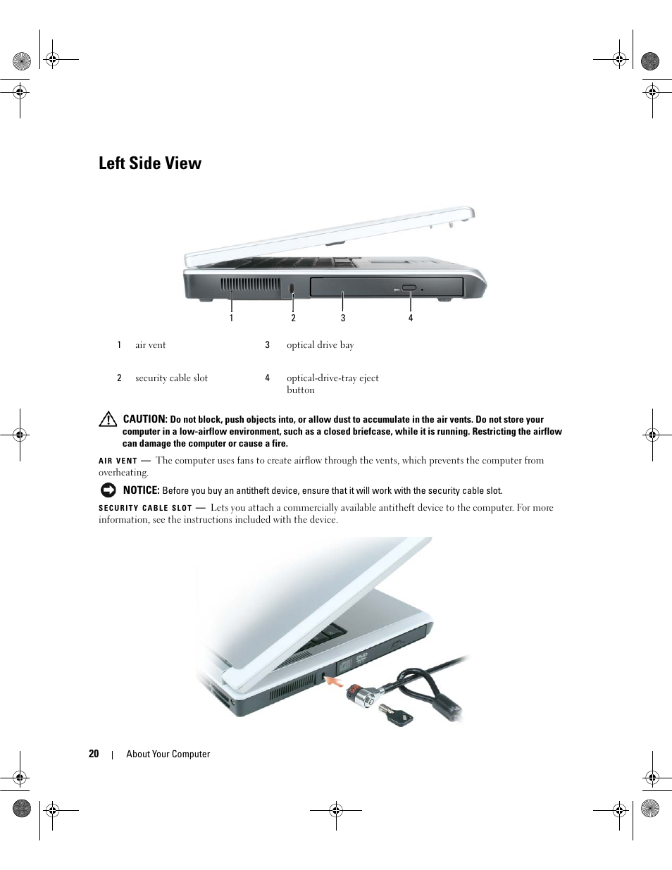 Left side view | Dell Inspiron 6400 User Manual | Page 20 / 186