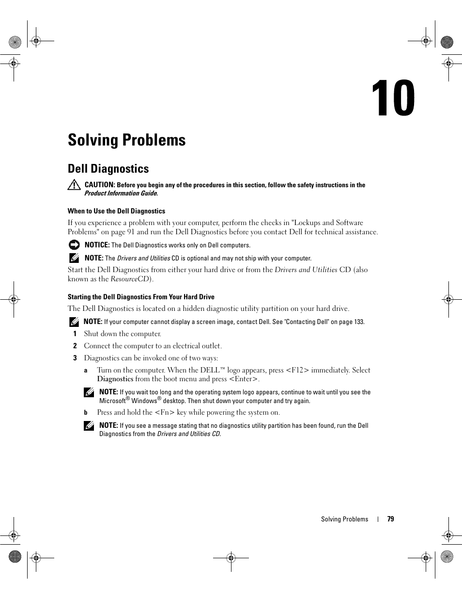 Solving problems, Dell diagnostics | Dell Inspiron 6400 User Manual | Page 79 / 186