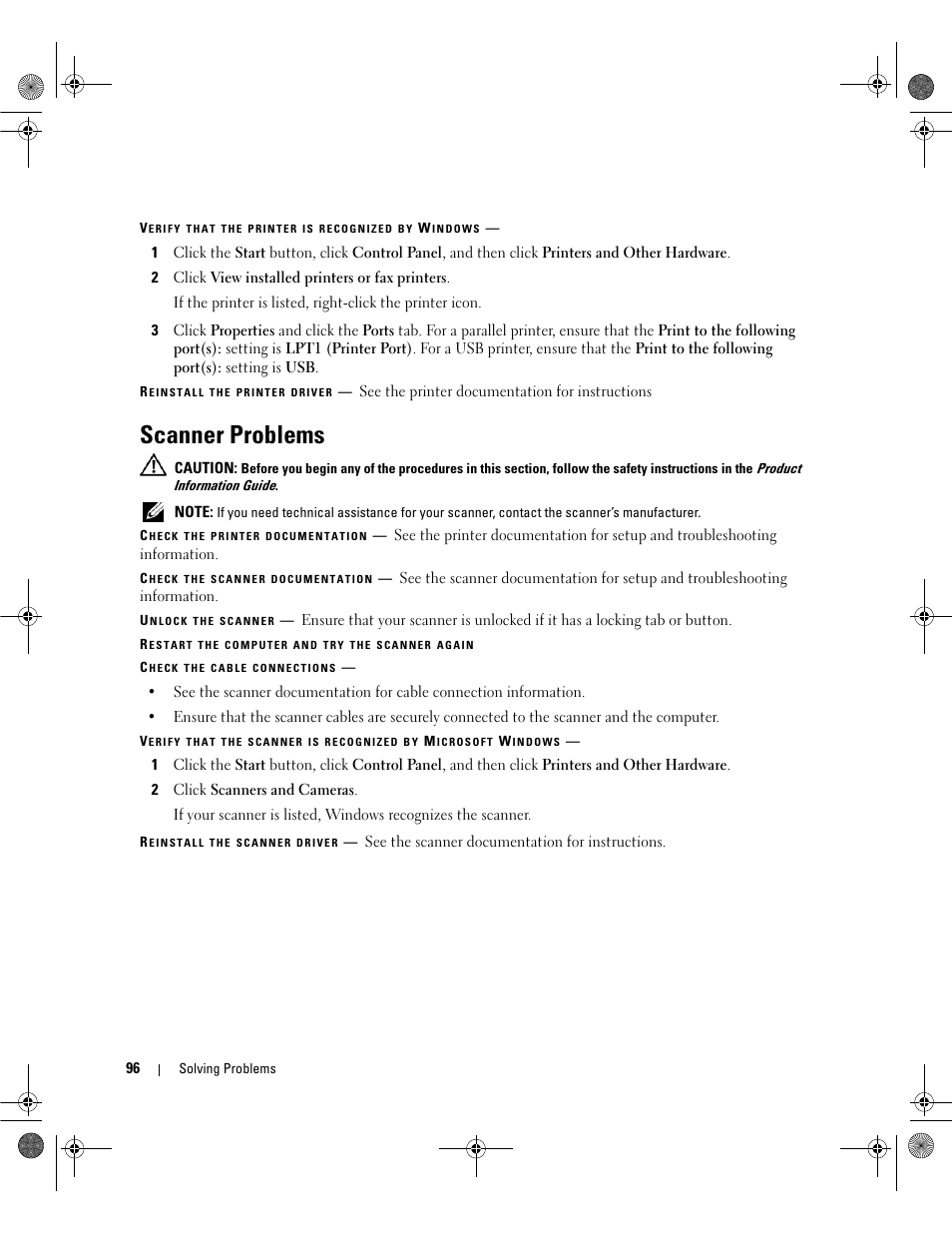 Scanner problems | Dell Inspiron 6400 User Manual | Page 96 / 186