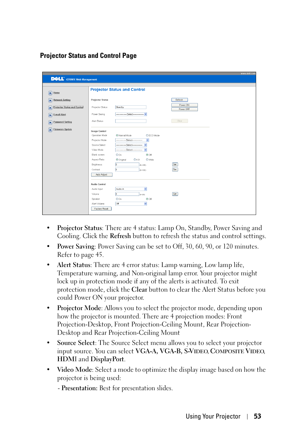 Dell 4310WX Projector User Manual | Page 53 / 82