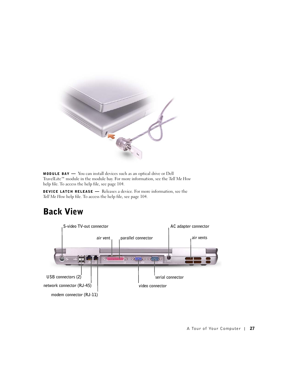 Back view | Dell Inspiron 8500 User Manual | Page 27 / 186