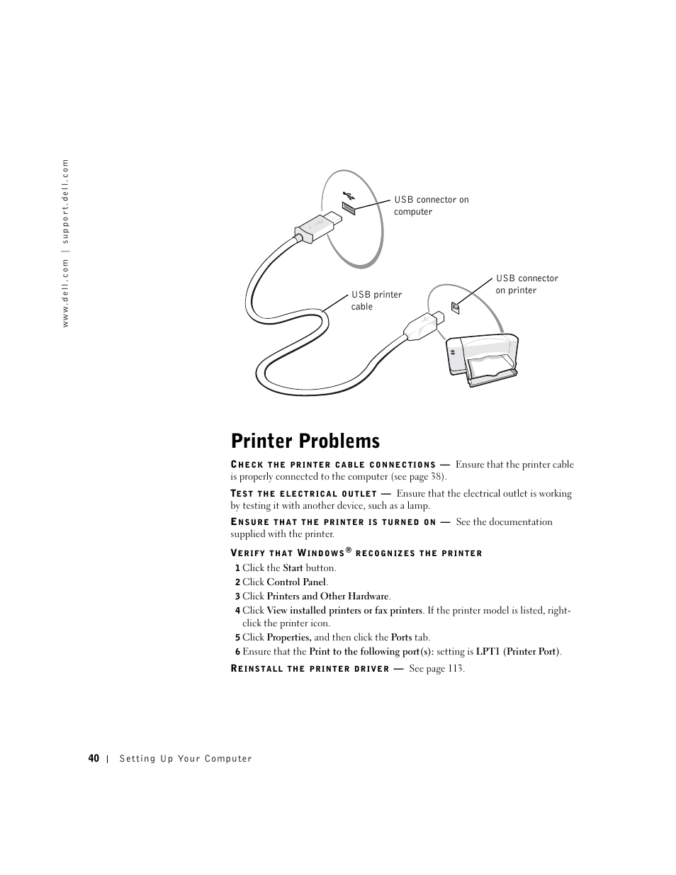 Printer problems | Dell Inspiron 8500 User Manual | Page 40 / 186