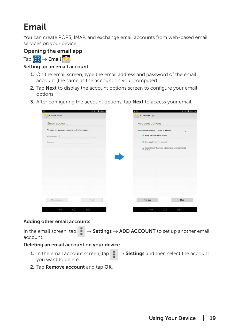 Email | Dell Venue 7 (3741, Late 2014) User Manual | Page 19 / 30