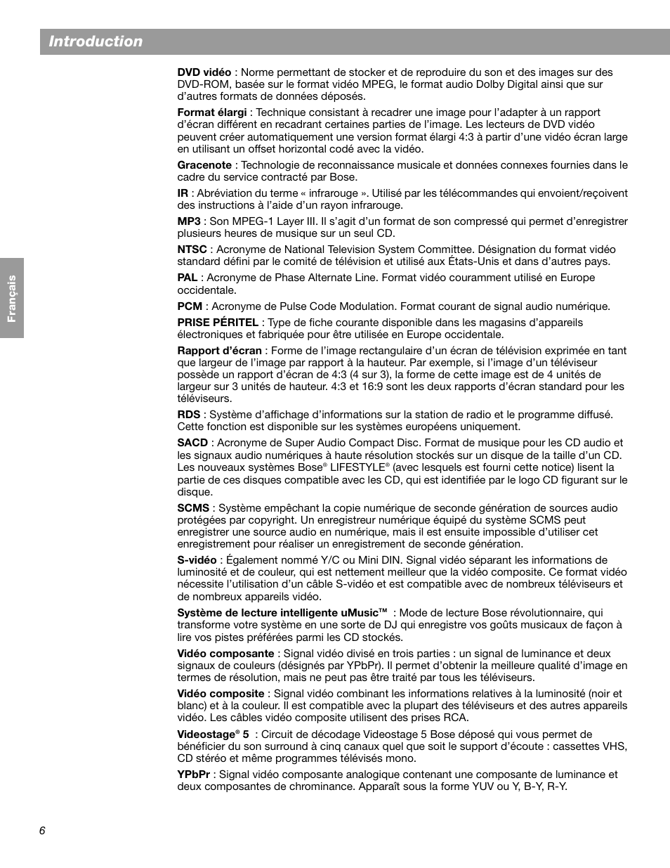 Introduction | Bose LIFESTYLE 38 User Manual | Page 122 / 184
