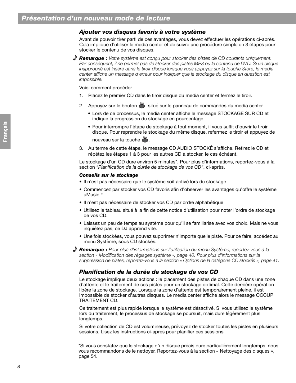 Présentation d’un nouveau mode de lecture | Bose LIFESTYLE 38 User Manual | Page 124 / 184