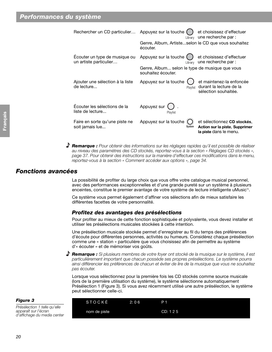 Performances du système, Fonctions avancées | Bose LIFESTYLE 38 User Manual | Page 136 / 184
