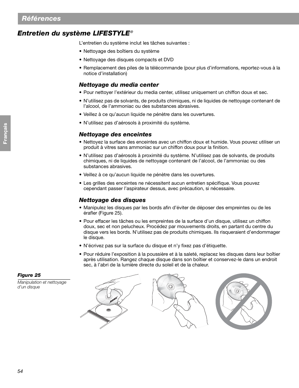Références, Entretien du système lifestyle | Bose LIFESTYLE 38 User Manual | Page 170 / 184