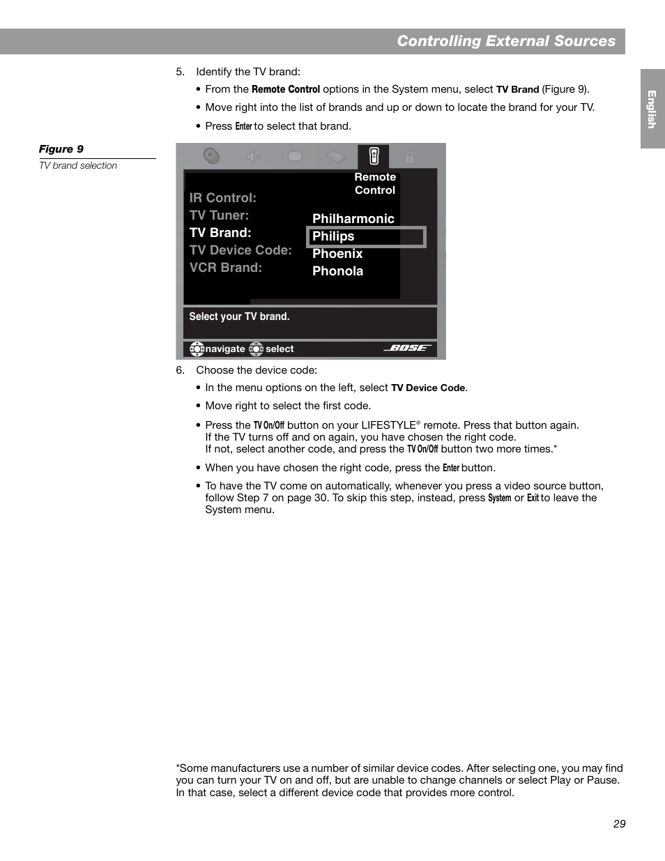 Controlling external sources | Bose LIFESTYLE 38 User Manual | Page 29 / 184