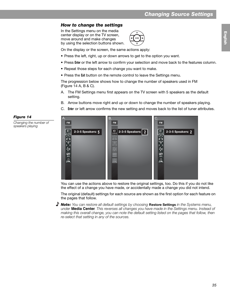 Changing source settings, How to change the settings | Bose LIFESTYLE 38 User Manual | Page 35 / 184