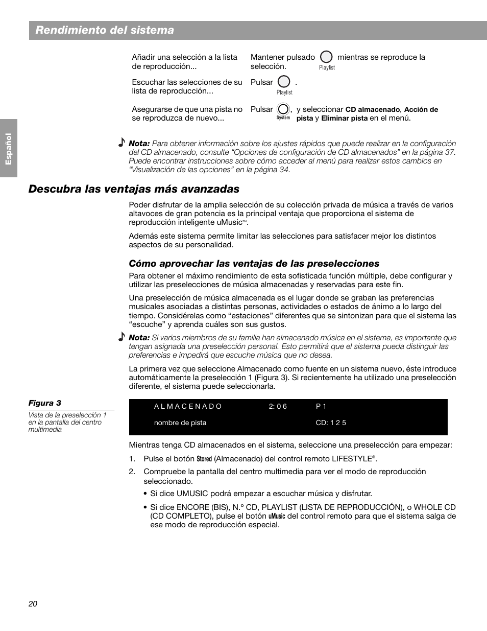 Rendimiento del sistema, Descubra las ventajas más avanzadas | Bose LIFESTYLE 38 User Manual | Page 78 / 184