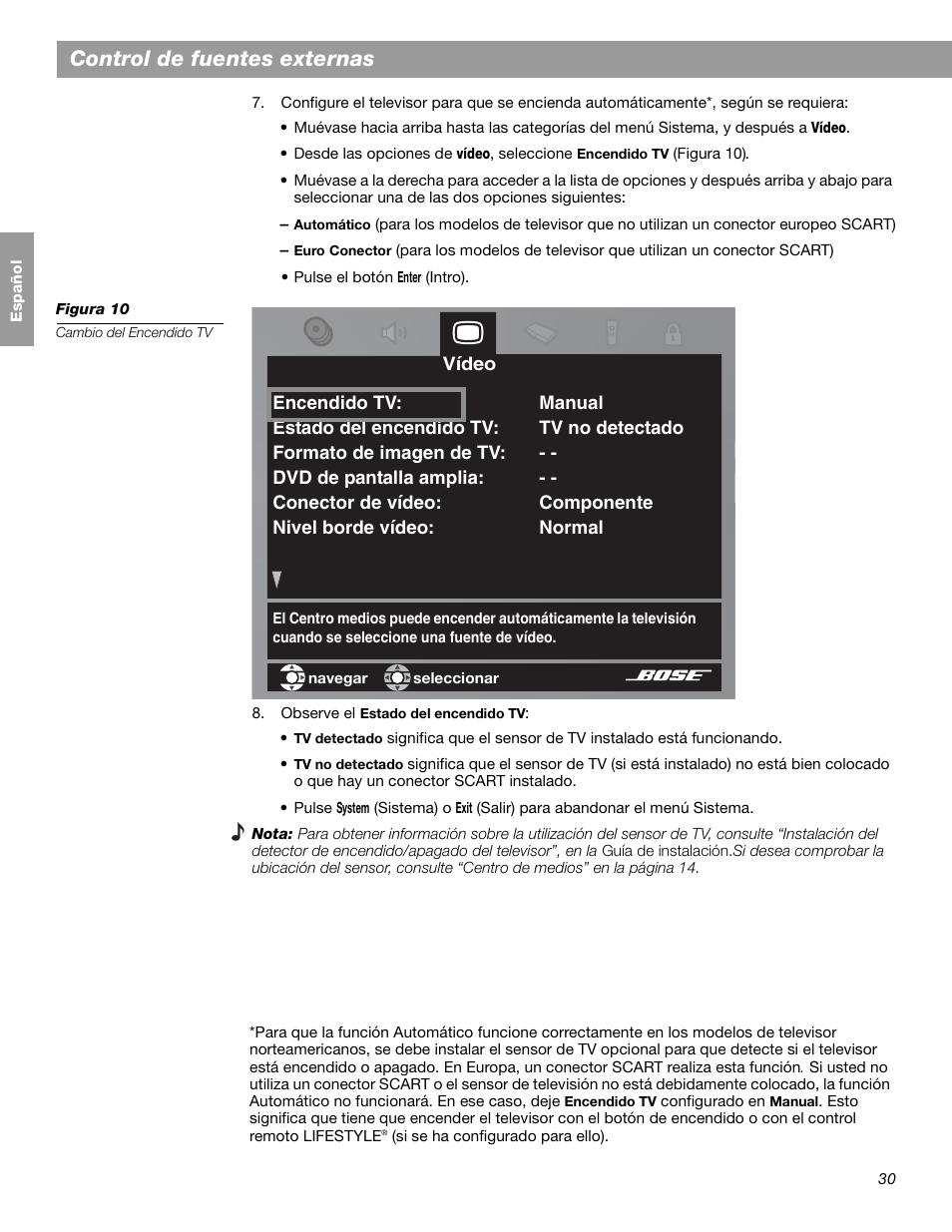 Control de fuentes externas | Bose LIFESTYLE 38 User Manual | Page 88 / 184