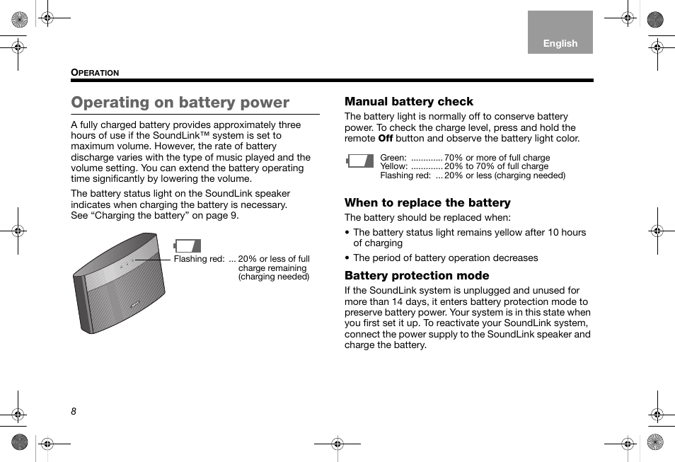 Operating on battery power | Bose SoundLink AM319182 User Manual | Page 12 / 56