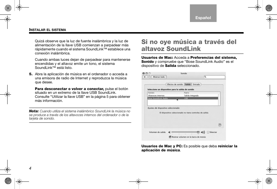 Si no oye música a través del altavoz soundlink | Bose SoundLink AM319182 User Manual | Page 26 / 56