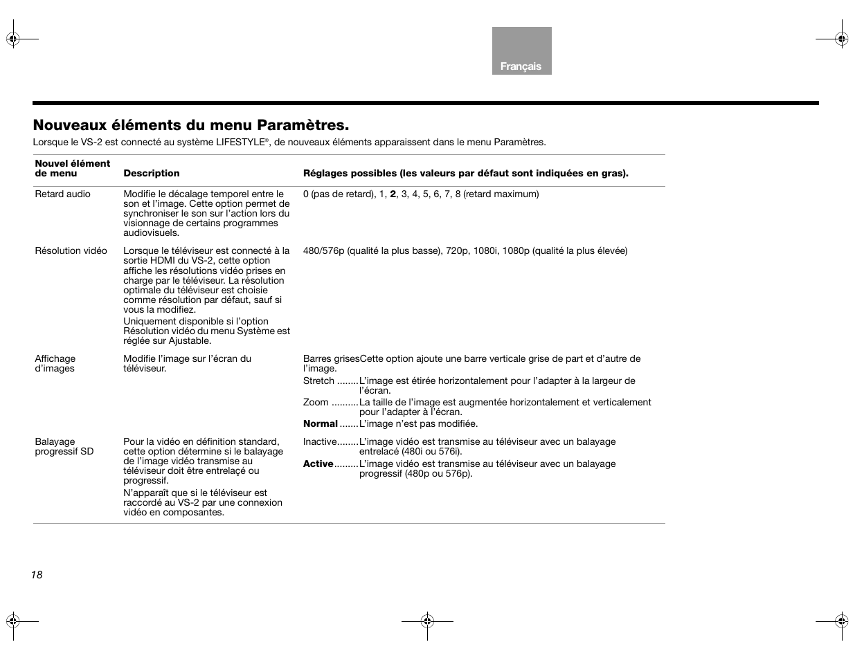 Nouveaux éléments du menu paramètres | Bose Lifestyle AM301726 User Manual | Page 106 / 267