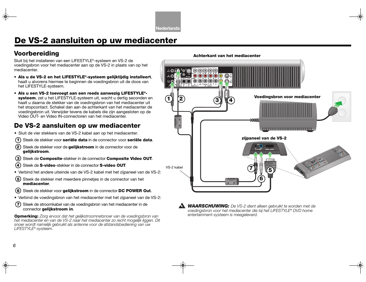 De vs-2 aansluiten op uw mediacenter, Voorbereiding | Bose Lifestyle AM301726 User Manual | Page 138 / 267