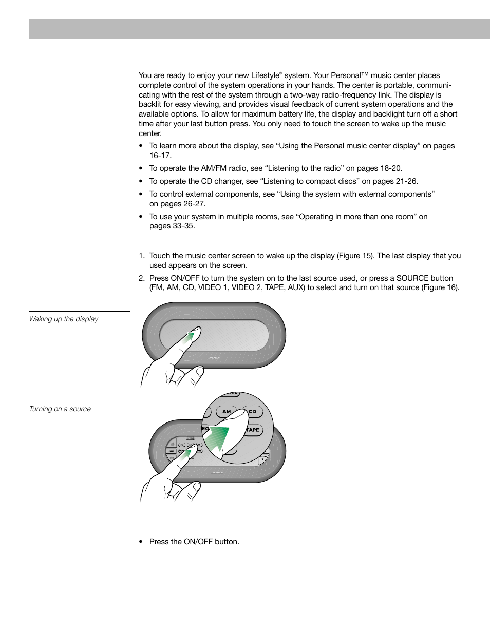 Turning on the system | Bose 40 User Manual | Page 16 / 48