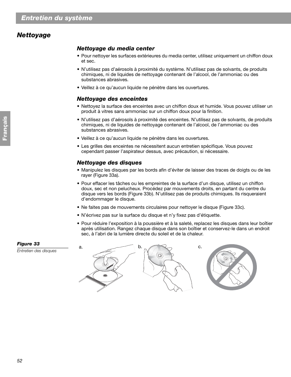 Entretien du système nettoyage | Bose 3.2.1 GS Series II User Manual | Page 164 / 180