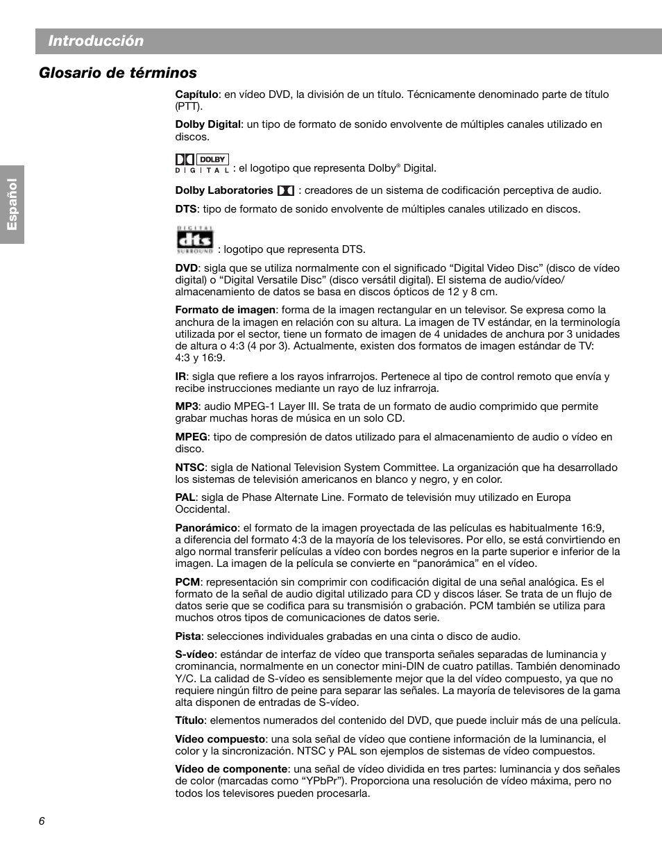 Introducción, Glosario de términos | Bose 3.2.1 GS Series II User Manual | Page 62 / 180