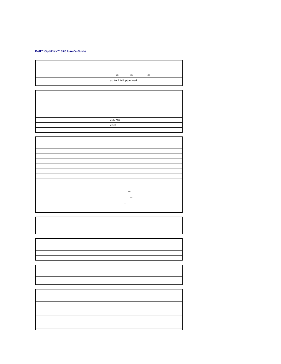 Desktop computer specifications | Dell OptiPlex 320 User Manual | Page 45 / 140