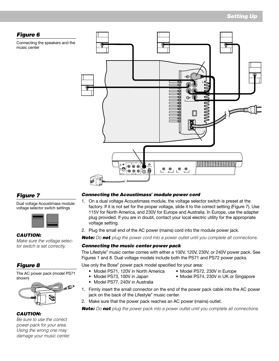 Figure 6, Figure 7, Figure 8 | Setting up | Bose AM193147_03_V. User Manual | Page 11 / 34