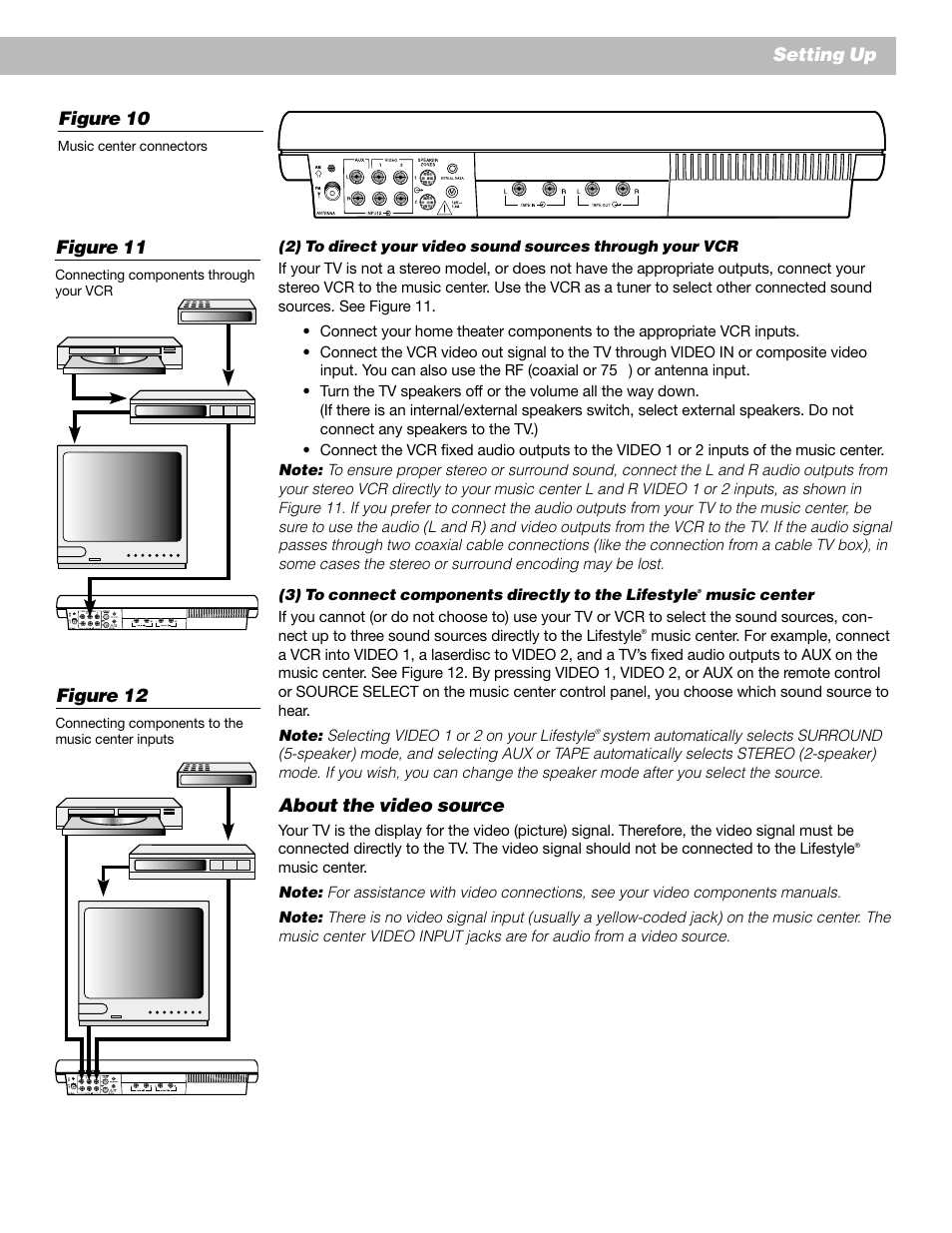 Figure 10, Figure 12, Setting up | About the video source, Figure 11 | Bose AM193147_03_V. User Manual | Page 13 / 34