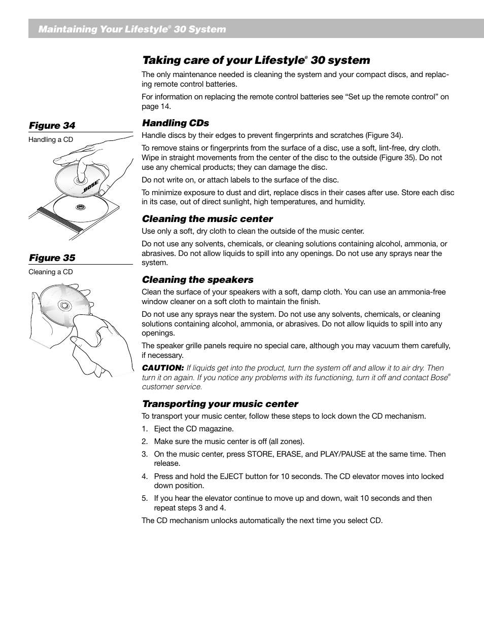 Taking care of your lifestyle, 30 system | Bose AM193147_03_V. User Manual | Page 30 / 34