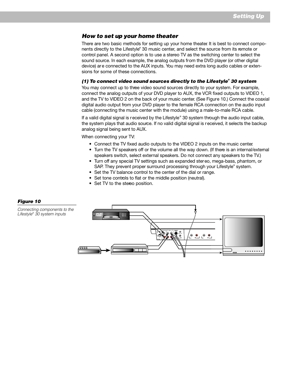 How to set up your home theater, Setting up | Bose Lifestyle 30 Series II User Manual | Page 15 / 43