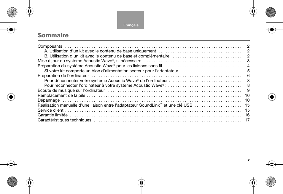 Sommaire | Bose Soundlink AM323699 User Manual | Page 65 / 204
