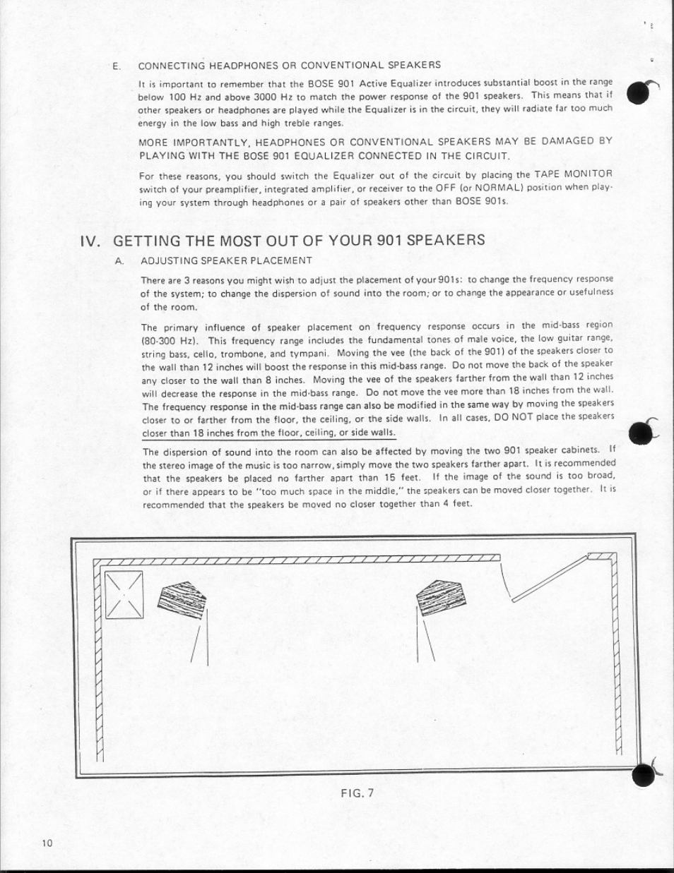 Iv. getting the most out of your 901 speakers | Bose 901 Series II User Manual | Page 10 / 16