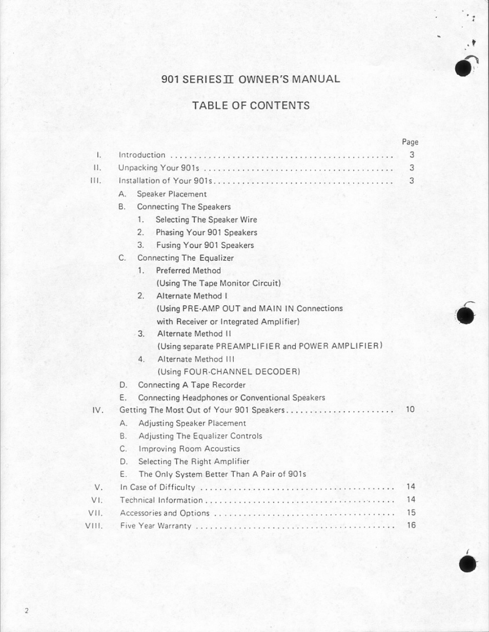 Bose 901 Series II User Manual | Page 2 / 16