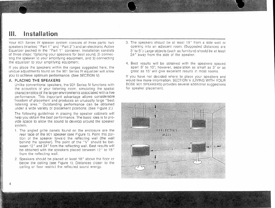 Iii. installation | Bose Direct / Reflecting 901 Series 4 User Manual | Page 4 / 20