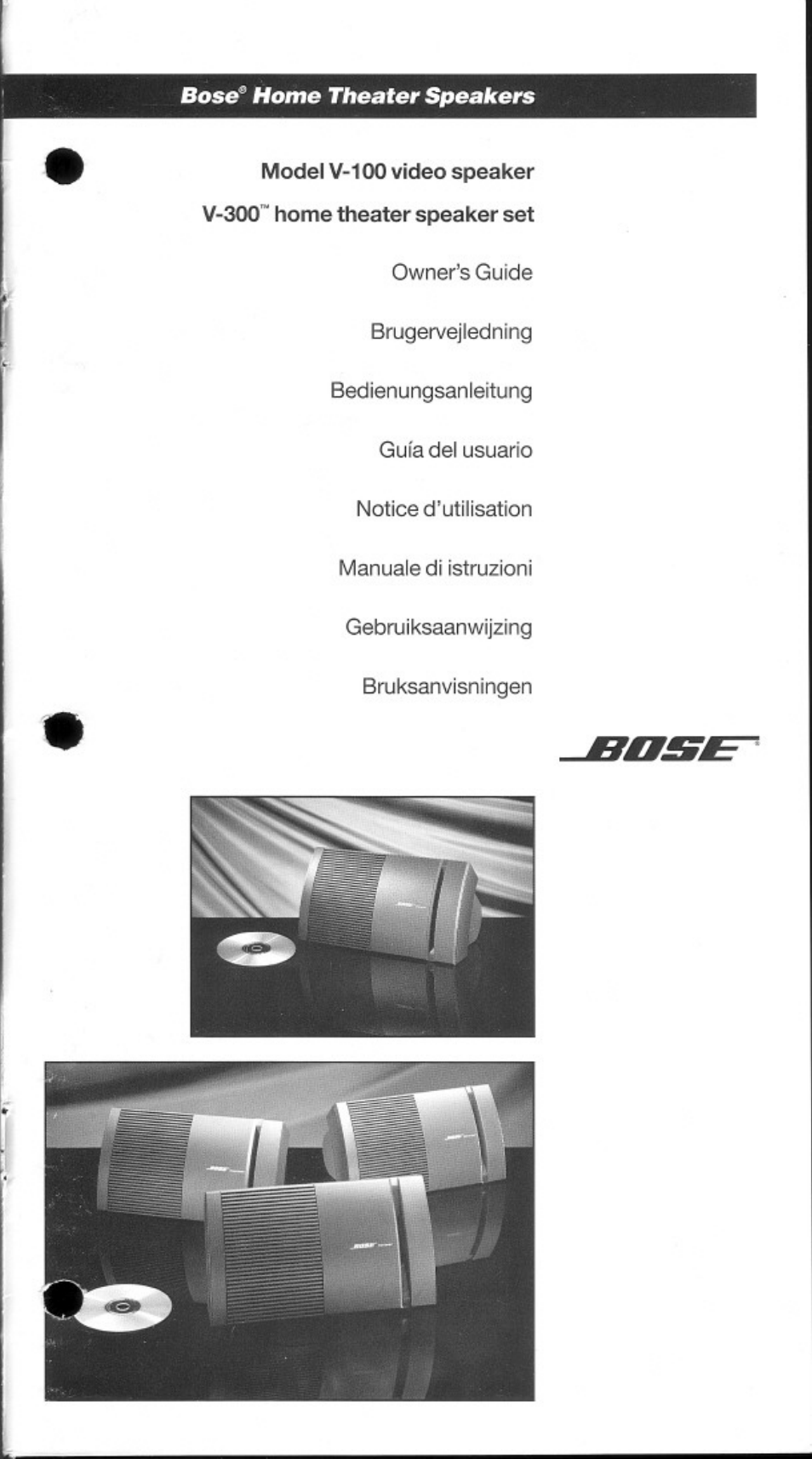 Bose Home Theater Speakers V-100 User Manual | 15 pages