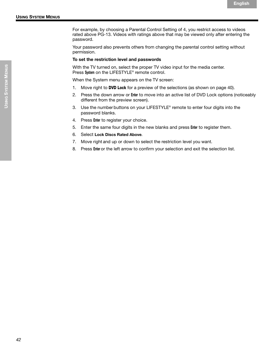 Bose LIFESTYLE 289328 User Manual | Page 42 / 68