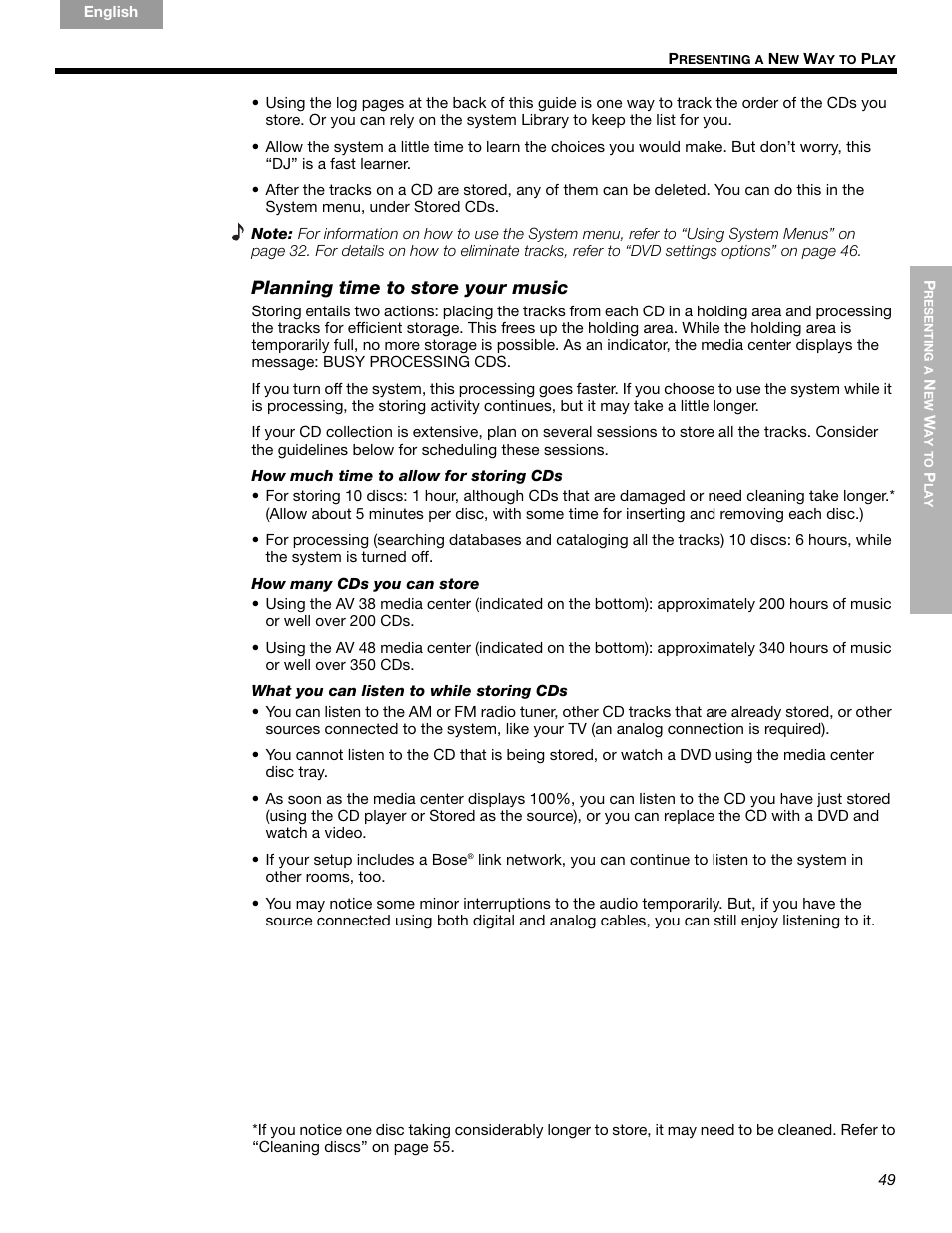 Planning time to store your music | Bose LIFESTYLE 289328 User Manual | Page 49 / 68