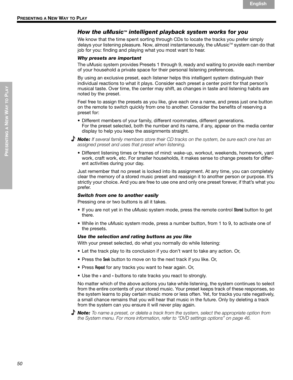 How the umusic, Intelligent playback system works for you | Bose LIFESTYLE 289328 User Manual | Page 50 / 68
