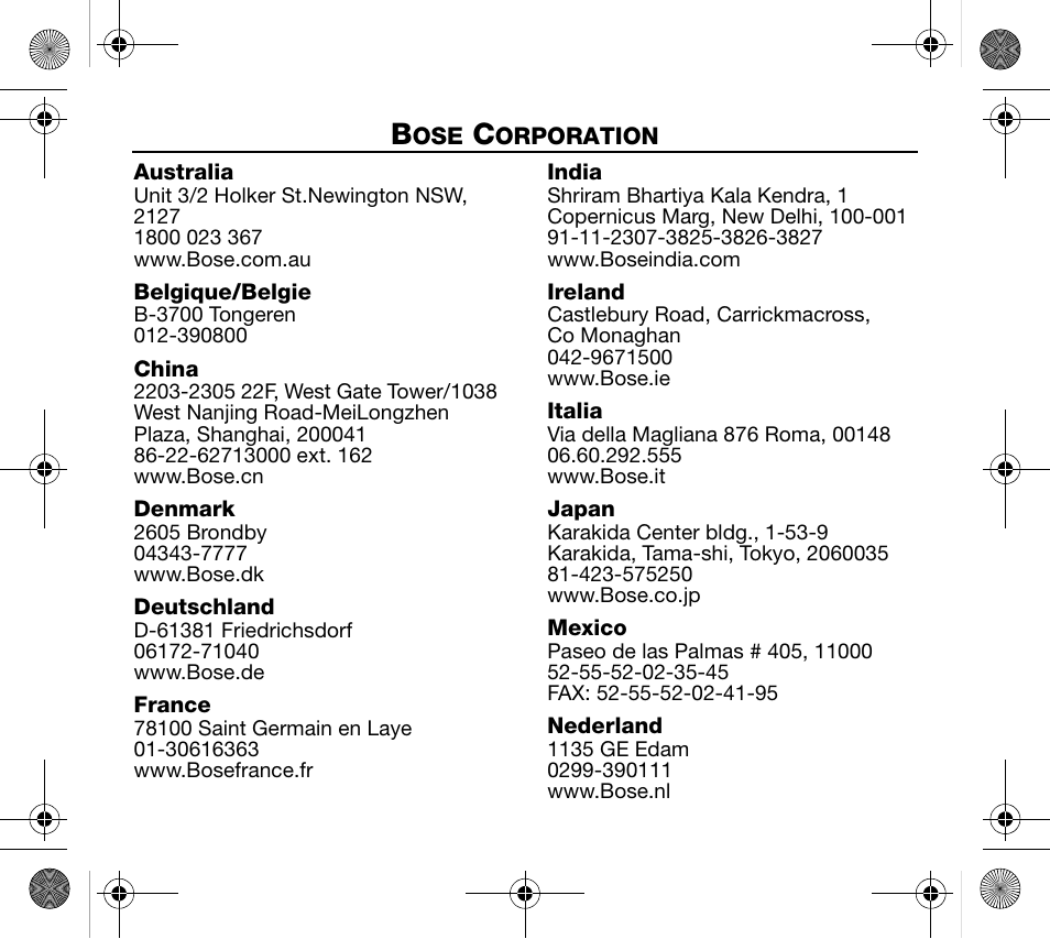 Bose AM319137 User Manual | Page 130 / 132