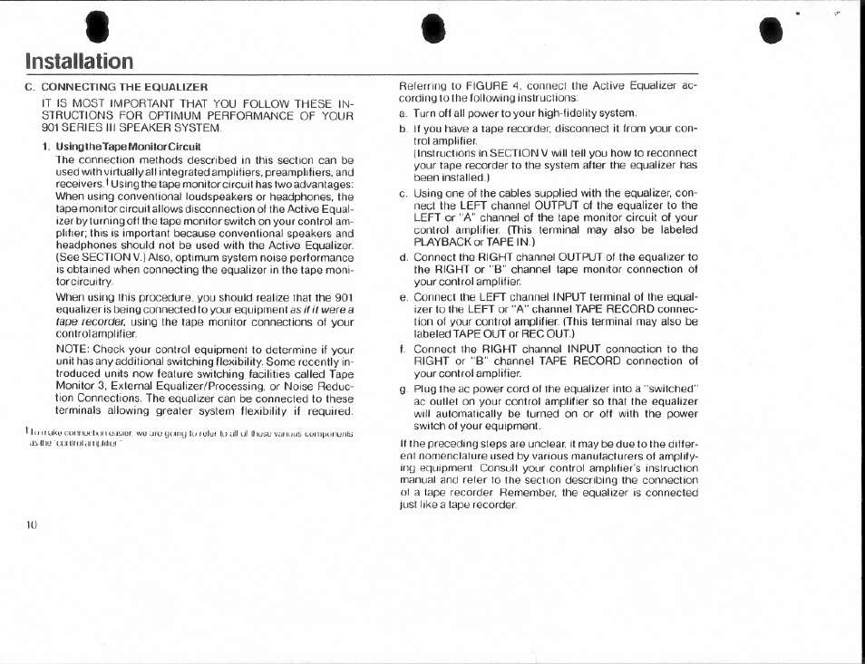 Installation | Bose 901 Series III User Manual | Page 10 / 20