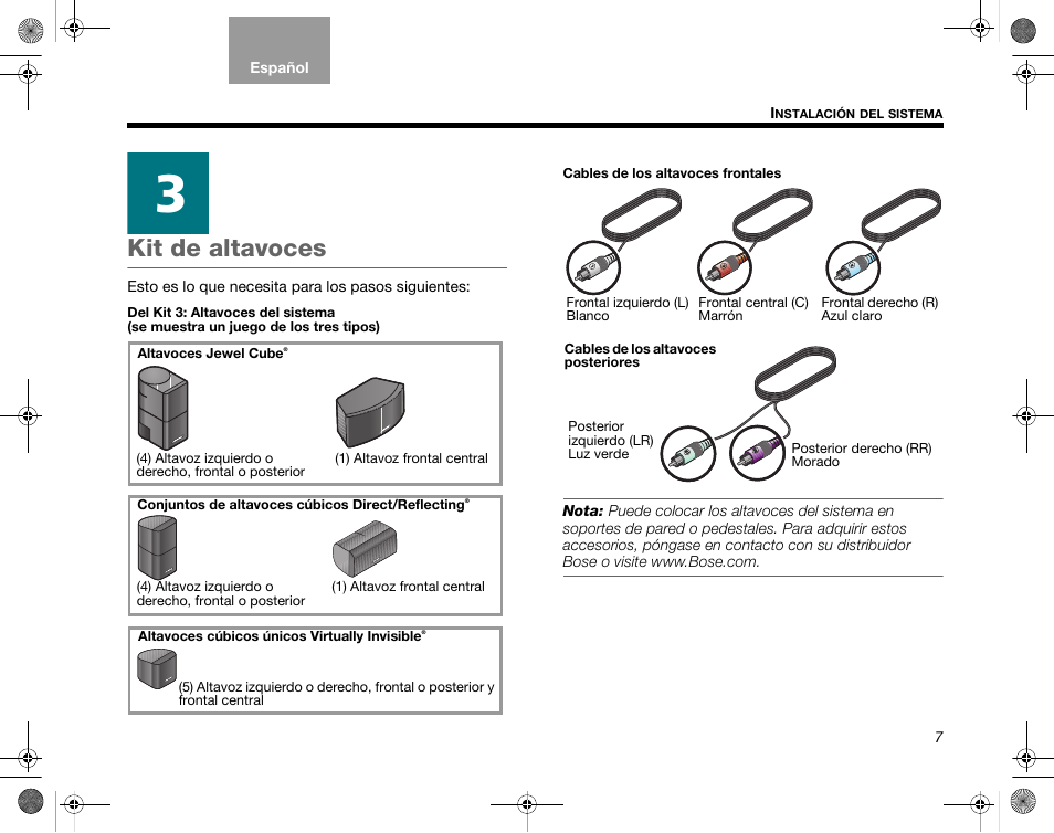Kit de altavoces | Bose LIFESTYLE V35 User Manual | Page 9 / 18