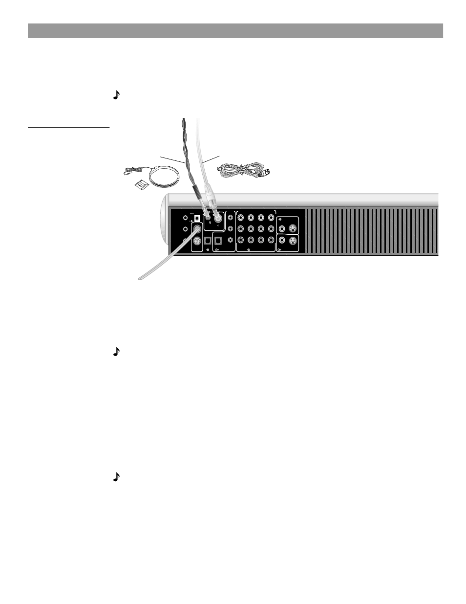 Connecting an fm antenna, Connecting the am antenna, Connecting to a cable radio provider | Connections for the am and fm antennas, Am antenna lead fm dipole antenna lead | Bose AM259777 User Manual | Page 14 / 32