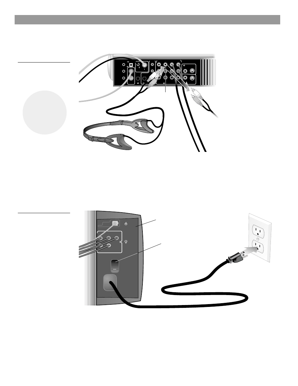 Connecting the system to power, Power connection of the acoustimass module, Connector panel power switch | Bose AM259777 User Manual | Page 19 / 32