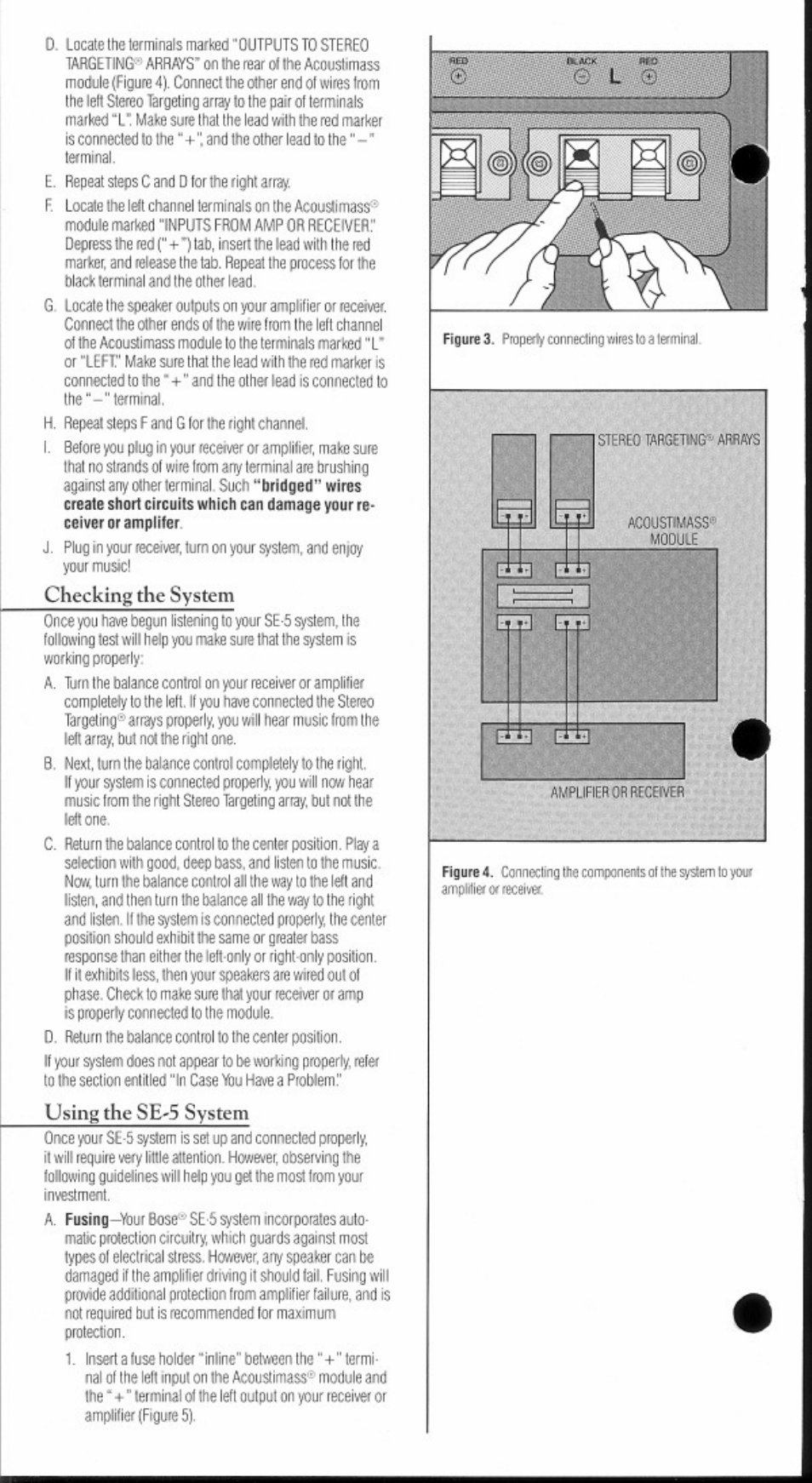 Checking the system, Using the se-5 system | Bose SE-5 User Manual | Page 4 / 8