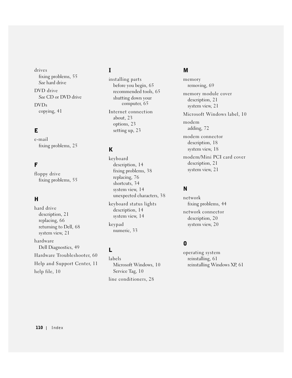 Dell Inspiron 1150 User Manual | Page 110 / 112