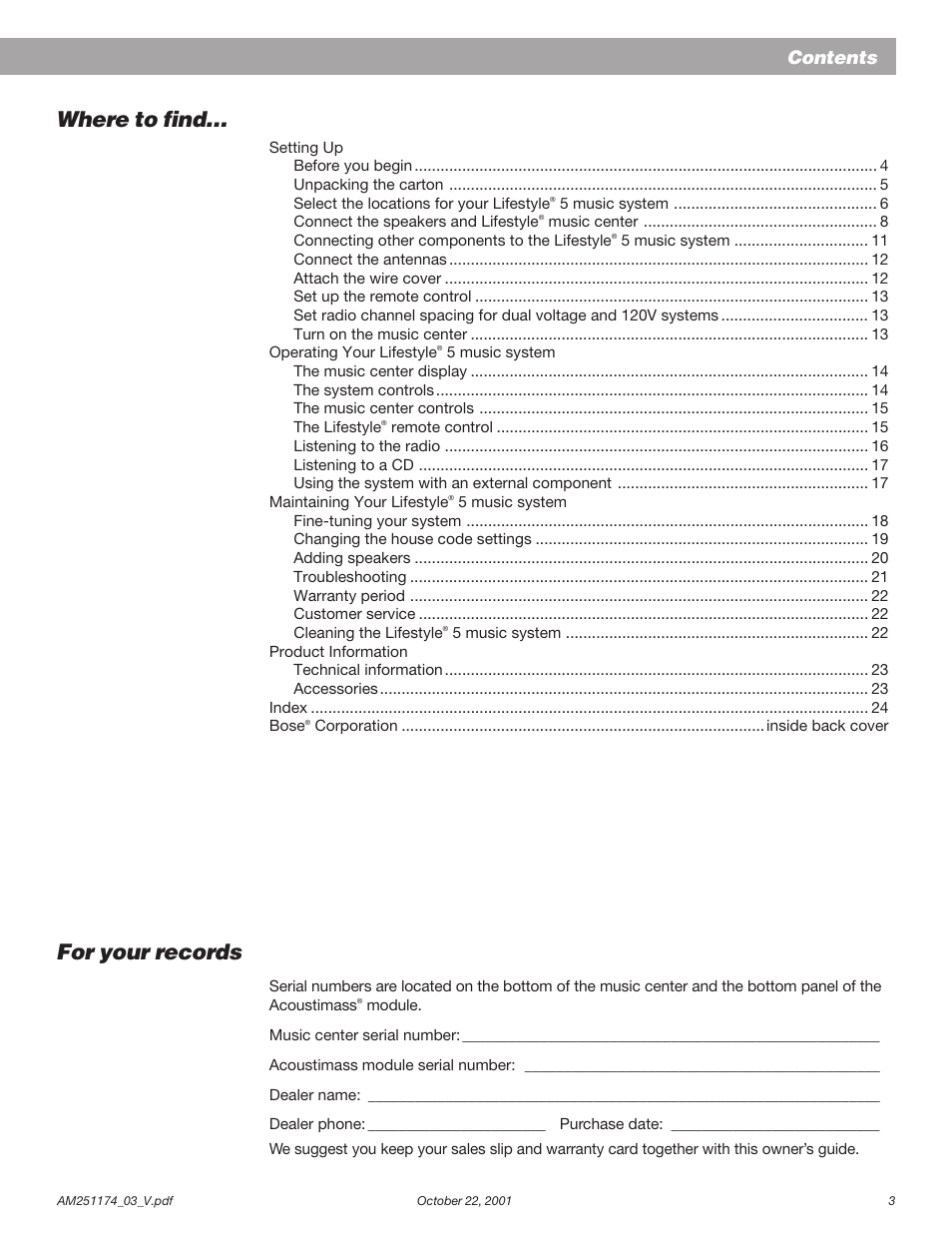 Bose AM251774 User Manual | Page 5 / 29