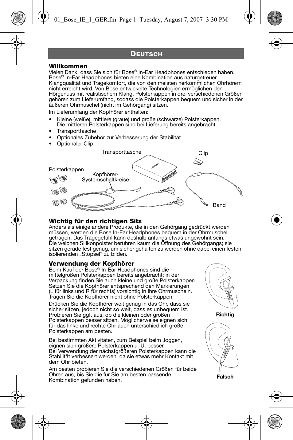 Bose In-Ear Headphones User Manual | Page 10 / 55